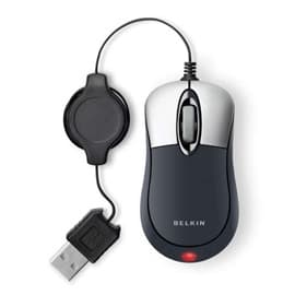 Belkin Retractable Travel Mouse, Silver / Black